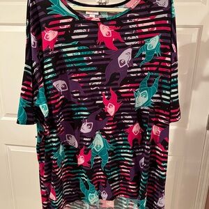 LuLaRoe Irma Tunic with Disney Maleficent Print 3X EUC
